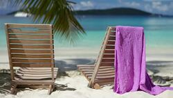 video of two chairs at Salomon Bay Beach, St.John, USVI Stock Footage