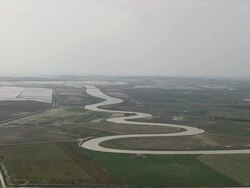 AERIAL WS Bends of Guadalete river / Sacramento, Andalusia, Spain Stock Footage