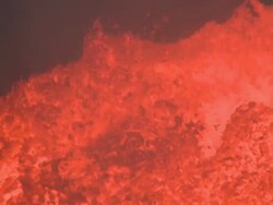 Close up shot of sloshing lava lake at Marum volcano, Ambrym Island, Vanuatu Stock Footage