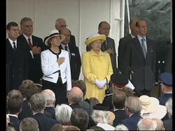 UK: DUXFORD: QUEEN ELIZABETH OPENS NEW AMERICAN AIR MUSEUM UPDATE News Clip