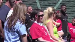 Pete Frates and the Red Sox kickoff the Ice Bucket Challenge Stock Footage