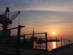 HD: Shipyard in sunset Stock Footage