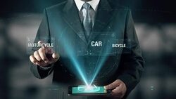 Bicycle Healthy Life Success Concept Businessman using digital tablet technology futuristic background Stock Footage