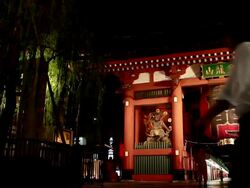 WS View of Kaminarimon Gate at night / Asakusa, Tokyo, Japan Stock Footage