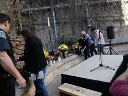 ATMOSPHERE - Mourners gather at a prayer service held at St. David's Episcopal Church following a deadly car accident Stock Footage