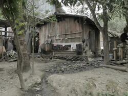 WS hut in village / Xam Neua, Laos Stock Footage