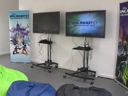 Disney open a Pop Up Gallery showcasing the history and future of Mickey Mouse & Oswald The Lucky Rabbit Stock Footage