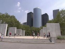 WS, PAN, Vietnam Veterans Memorial, Battery Park, New York City, New York, USA Stock Footage