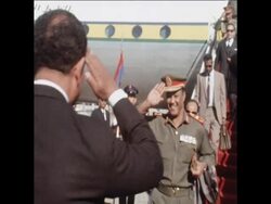 SYND 20/01/71 PRESIDENT NIMEIRY OF THE SUDAN ARRIVING AT CAIRO AIRPORT News Clip