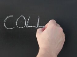 Writing &quot;College&quot; on Blackboard - HD &amp; PAL Stock Footage