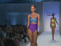 Models walk the runway during the Kooey Swimwear Australia 2012 show Stock Footage