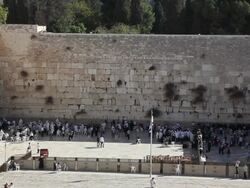 Jerusalem, the Western Wall (Kotel), at the foot of the western side of the Temple Mount Stock Footage