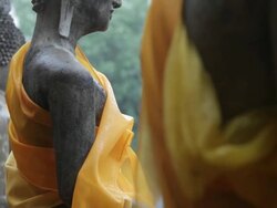 MS TU View of  buddha statues / Ayutthaya, Thailand Stock Footage