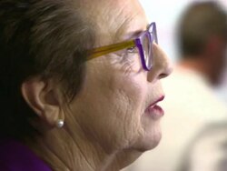 Billie Jean King at Battle of the Sexes - UK Premi Stock Footage