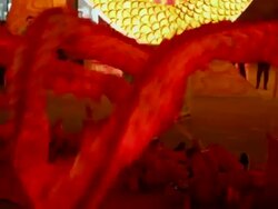 MS PAN People performing dragon dance at city wall new year lantern festival  AUDIO  / xi'an, shaanxi, china Stock Footage