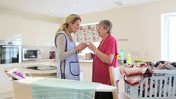 Home Help for the Elderly in the Kitchen Stock Footage