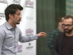 Josh Mond and Antonio Campos at 2012 Film Independent Filmmaker Grant And Spirit Award Nominees Brunch on 1/14/2012 in West Hollywood, CA. (Footage by WireImage Video/Getty Images Entertainment Video) Stock Footage