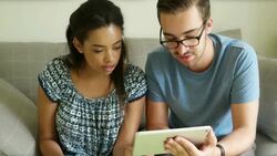 Using digital tablet together. Stock Footage