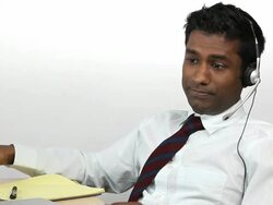 Charismatic Guy On Headset, Frustrated Stock Footage