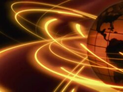 Tinted spinning globe with glowing communication orbits Stock Footage