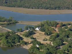 WS AERIAL ZI View of row house near river / South Carolina, United States Stock Footage