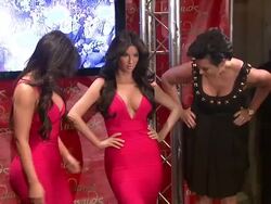 Kris Jenner, Kim Kardashian and Kim's wax figure Stock Footage