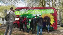 General Election 2015 - Green Party Launch Battle Bus In Bristol News Clip