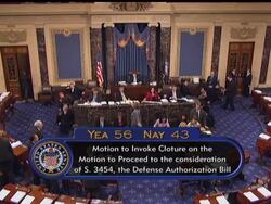 Senate Republicans have blocked an effort to repeal the law banning gays from serving openly in the military. The partisan vote was a defeat for gay rights groups who saw the provision as a chance to overturn the law known as 'don't ask, don't tell.' News Clip