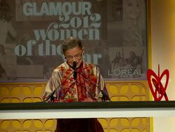 SPEECH: Supreme Court Justice Ruth Bader Ginsburg says it is a sign of progress that three women serve in the Supreme Court as she accepts her award  Stock Footage