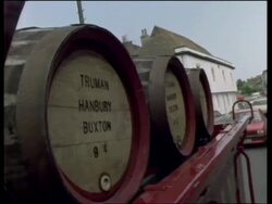 Truman drey delivering beer, Kent, UK  1984 Stock Footage