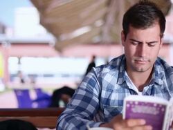DOLLY:Student Reading Book Stock Footage