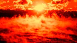 fantastic landscape - fog over the sea at sunset Stock Footage