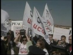 Israeli peace activists demonstrate against settlers News Clip