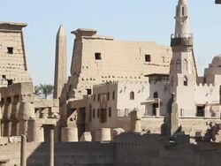 MS Shot of temple in Luxor mosque and Obelisk / Luxor, Egypt Stock Footage