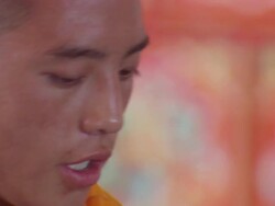  CU Man chanting in Kopan Monastery/ Kathmandu, Central, Nepal Stock Footage