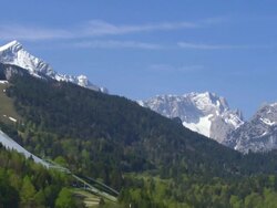 HD Alpine landscape with ski jump Stock Footage