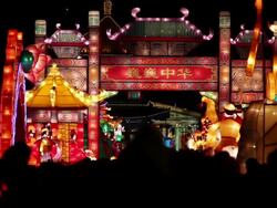 MS Tourists roaming new year lantern festival at city wall / xi'an, shaanxi, china Stock Footage