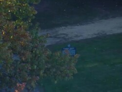 MS AERIAL DS ZI ZO View of Robert Frost Homestead surrounded by autumn color trees / New Hampshire, United States Stock Footage