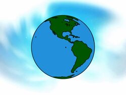 Cartoon spinning globe on cloud background Stock Footage