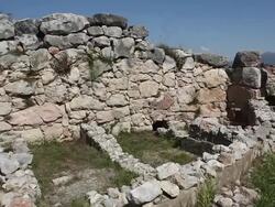 Tyrins, Mycenaean walls in the lower citadel Stock Footage