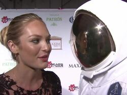 INTERVIEW - Candice Swanepoel on the event at Patron Tequila Presents The Maxim Party Stock Footage