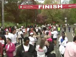 ATMOSPHERE: Finish Line at the 14th Annual NY EIF Revlon Run/Walk Stock Footage