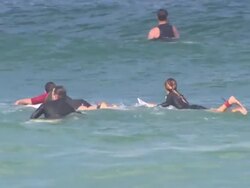 MS Shot of People enjoying and surfing in sea / Biarritz, France Stock Footage