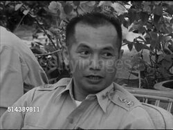 1953: BANGKOK, THAILAND: PARTY: WS James 'Jim' Thompson, Thai General Pisit Dispongs Diskul, Mrs. Maxine North, Bob North, Muriel Dewar FG, MS General Diskul, MS Businesswoman Maxine North, MS Filmmaker Bob North, Muriel Dewar textiles. Instructional Video