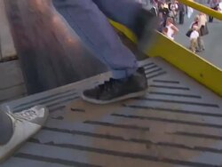 visitor slides up (Toboggan) Stock Footage