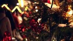 Christmas market in the night Stock Footage