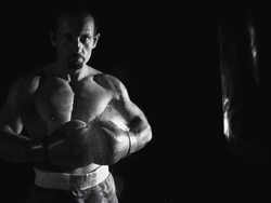 HD SUPER SLOW MO: Portrait Of A Professional Boxer Stock Footage