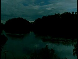 MS scenic clouds and river, night, Amazon, South America Stock Footage