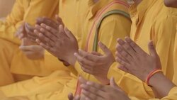 L/S clapping in a Hindu ceremony Stock Footage