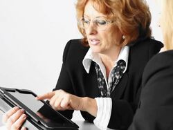 Two mature businesswomen team Stock Footage